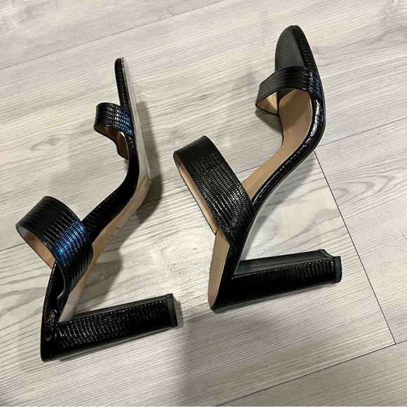 Inez sara black lizard emboss Sandals - Picture 6 of 9